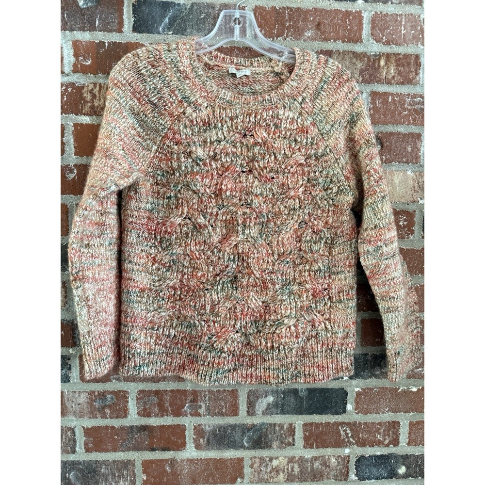 Talbots Cable Knit Wool Blend Multicolor Fisherman Pullover Sweater M